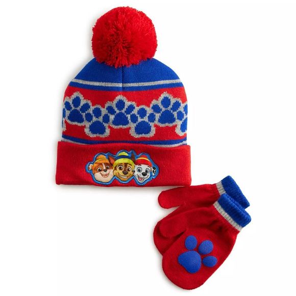 Kids Paw Patrol gloves & Beanie Hat Set Paw Paw Cap & Mittens - Picture 1 of 1